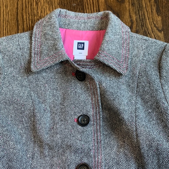 Gap Gray Tweed Blazer with Pink Lining - Size 4 - Picture 2 of 4